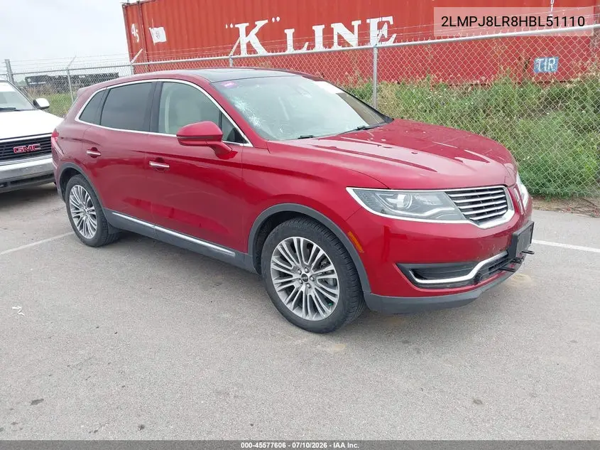 2017 Lincoln Mkx Reserve VIN: 2LMPJ8LR8HBL51110 Lot: 45577606