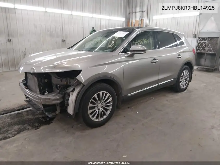 2017 Lincoln Mkx Select VIN: 2LMPJ8KR9HBL14925 Lot: 45589587