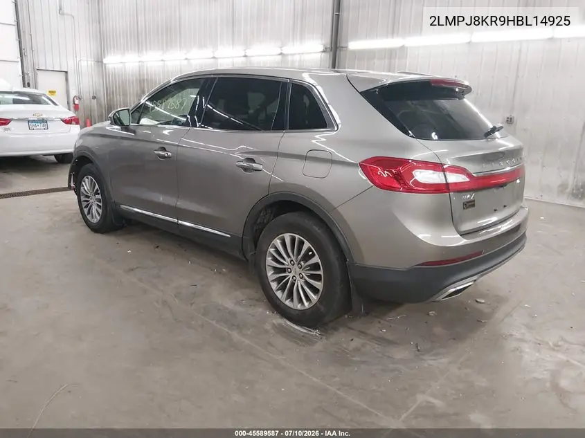 2017 Lincoln Mkx Select VIN: 2LMPJ8KR9HBL14925 Lot: 45589587