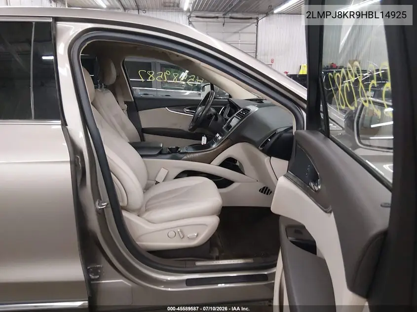 2017 Lincoln Mkx Select VIN: 2LMPJ8KR9HBL14925 Lot: 45589587