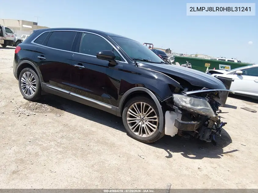 2017 Lincoln Mkx Reserve VIN: 2LMPJ8LR0HBL31241 Lot: 45664316