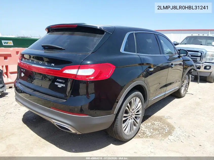 2017 Lincoln Mkx Reserve VIN: 2LMPJ8LR0HBL31241 Lot: 45664316