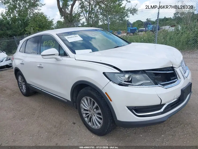 2017 Lincoln Mkx Select VIN: 2LMPJ6KR7HBL26320 Lot: 45683703