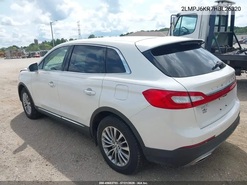 2017 Lincoln Mkx Select VIN: 2LMPJ6KR7HBL26320 Lot: 45683703