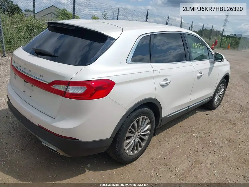 2017 Lincoln Mkx Select VIN: 2LMPJ6KR7HBL26320 Lot: 45683703