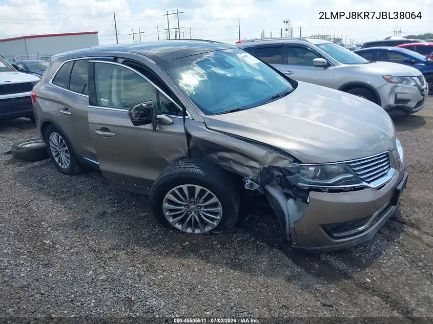 2018 Lincoln Mkx Select VIN: 2LMPJ8KR7JBL38064 Lot: 45505511