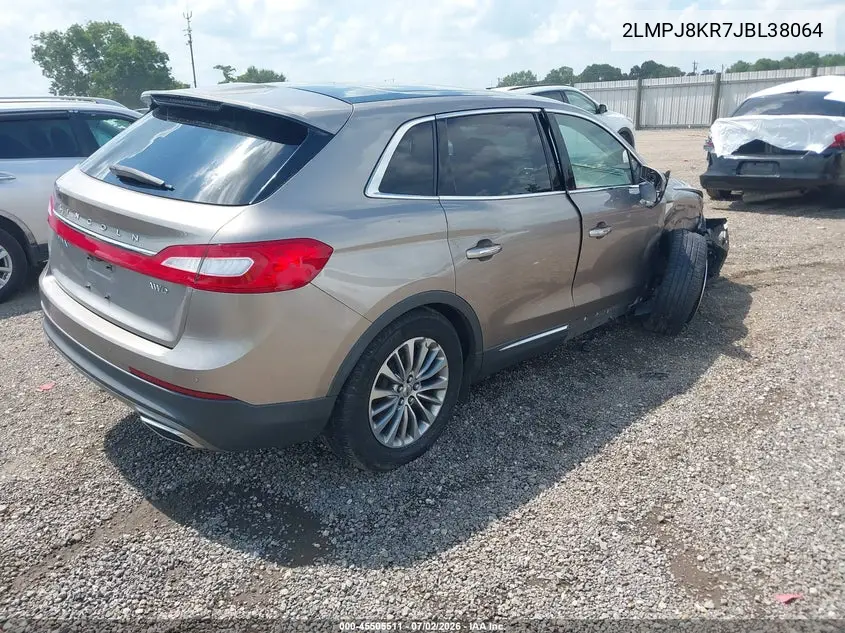 2018 Lincoln Mkx Select VIN: 2LMPJ8KR7JBL38064 Lot: 45505511