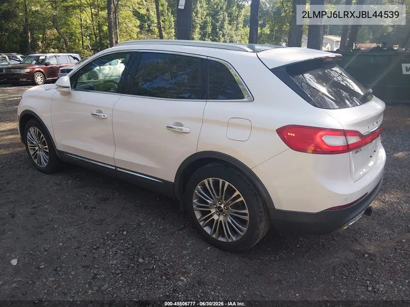 2018 Lincoln Mkx Reserve VIN: 2LMPJ6LRXJBL44539 Lot: 45506777