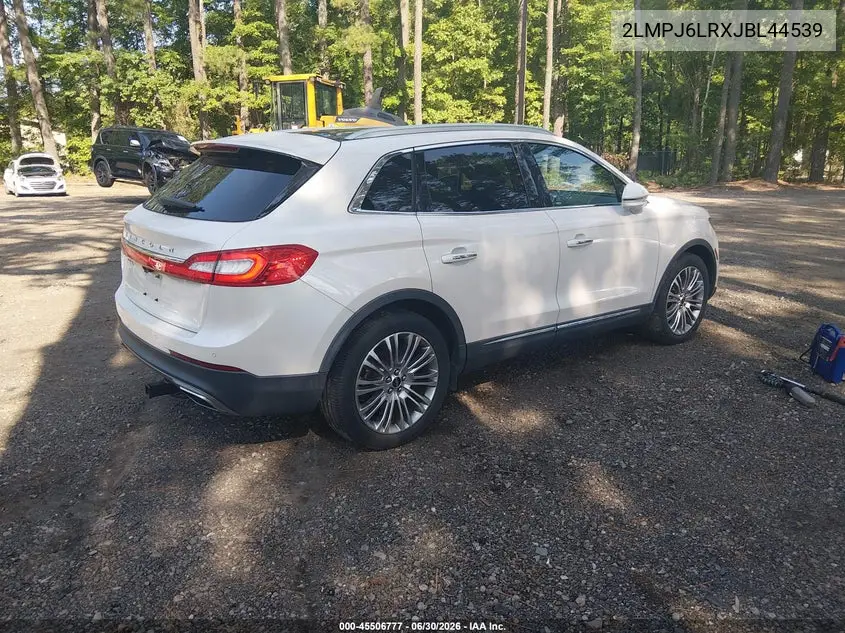 2018 Lincoln Mkx Reserve VIN: 2LMPJ6LRXJBL44539 Lot: 45506777