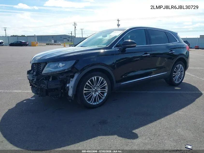 2018 Lincoln Mkx Reserve VIN: 2LMPJ8LR6JBL30729 Lot: 45522699