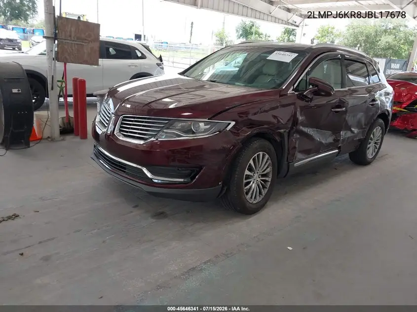 2018 Lincoln Mkx Select VIN: 2LMPJ6KR8JBL17678 Lot: 45646341