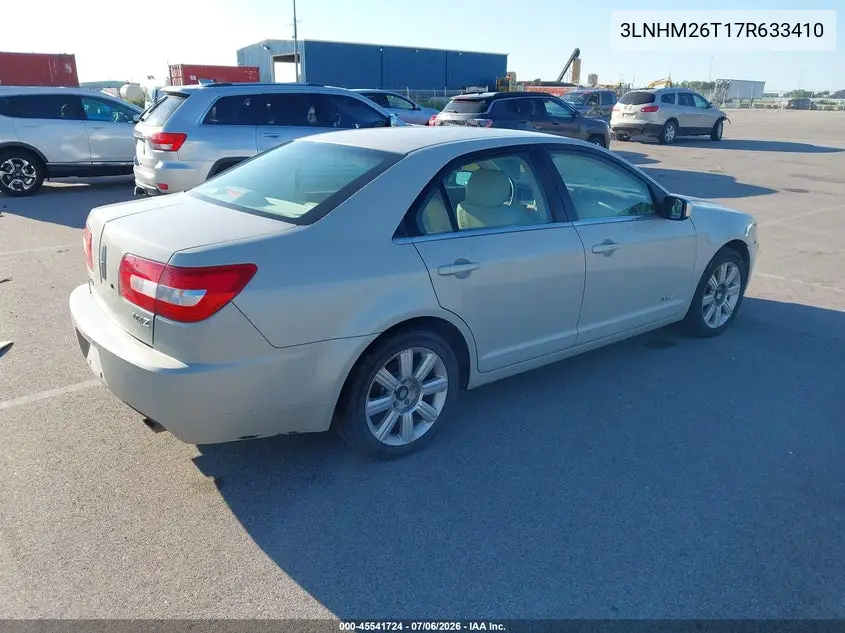 2007 Lincoln Mkz VIN: 3LNHM26T17R633410 Lot: 45541724