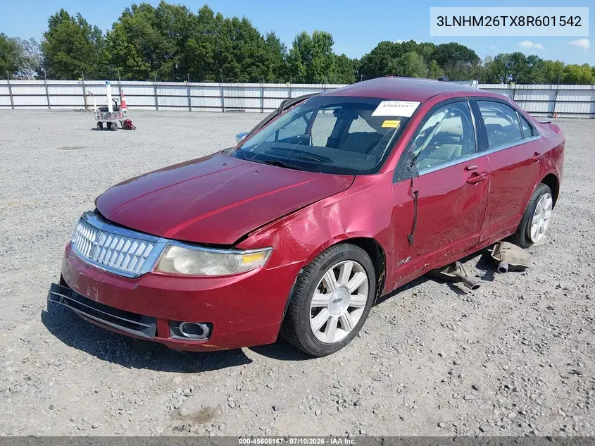 2008 Lincoln Mkz VIN: 3LNHM26TX8R601542 Lot: 45605167