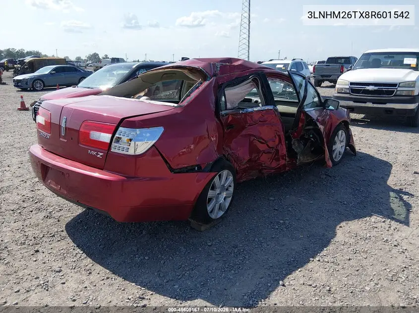 2008 Lincoln Mkz VIN: 3LNHM26TX8R601542 Lot: 45605167
