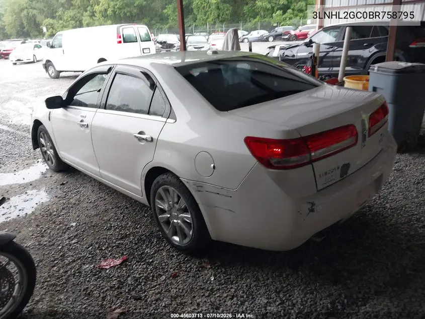 2011 Lincoln Mkz VIN: 3LNHL2GC0BR758795 Lot: 45603713