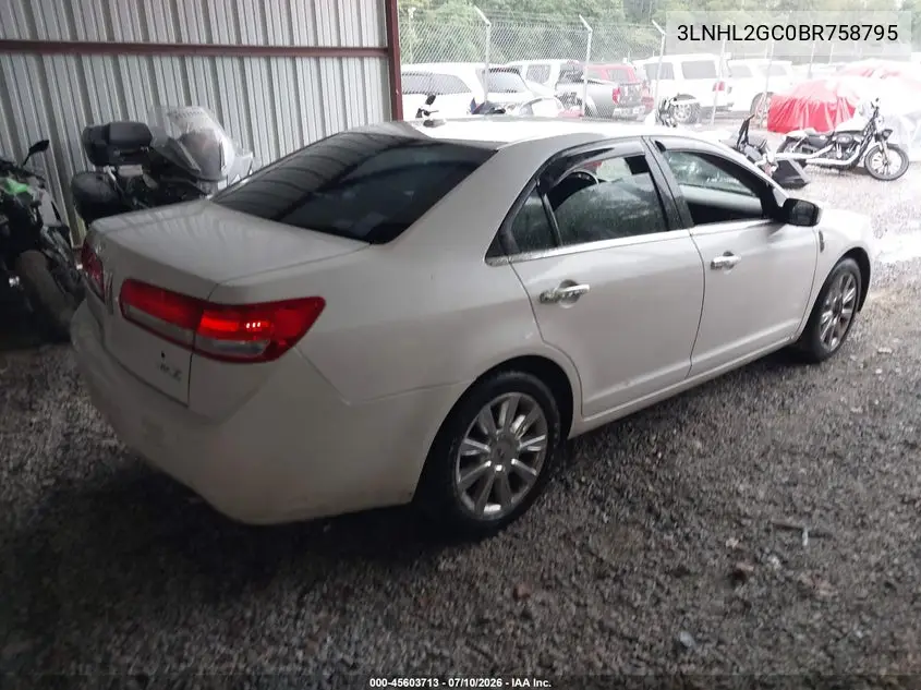 2011 Lincoln Mkz VIN: 3LNHL2GC0BR758795 Lot: 45603713