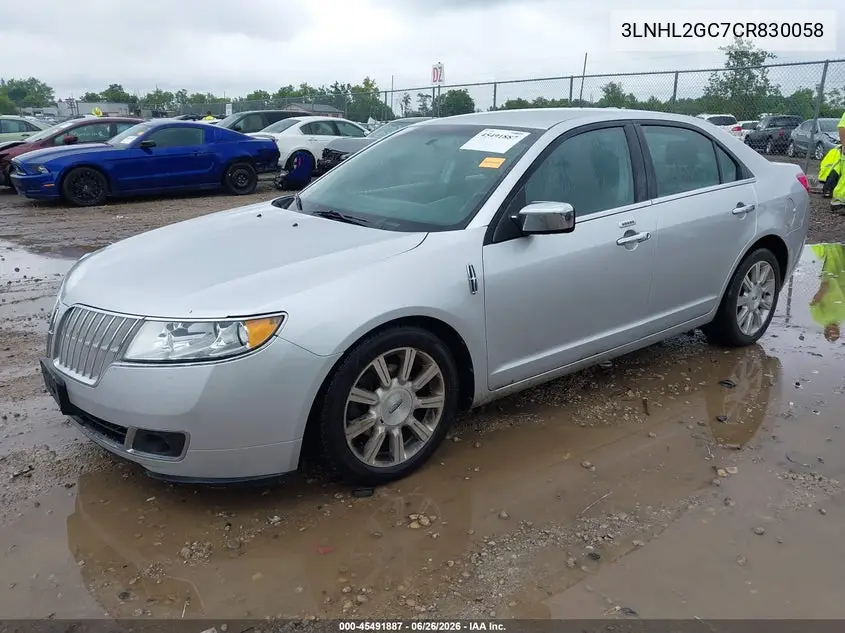 2012 Lincoln Mkz VIN: 3LNHL2GC7CR830058 Lot: 45491887