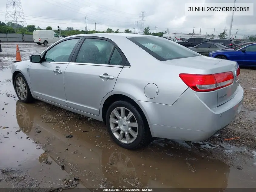 2012 Lincoln Mkz VIN: 3LNHL2GC7CR830058 Lot: 45491887
