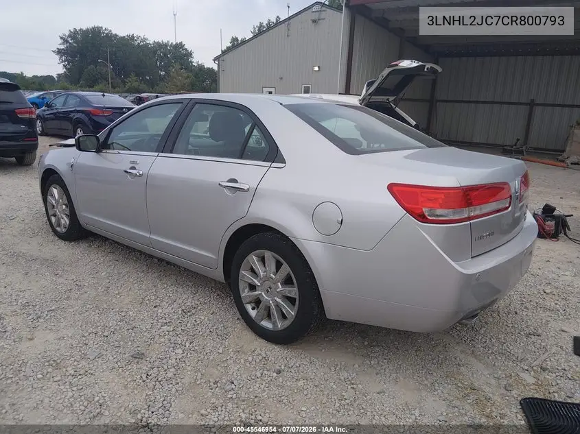 2012 Lincoln Mkz VIN: 3LNHL2JC7CR800793 Lot: 45546954
