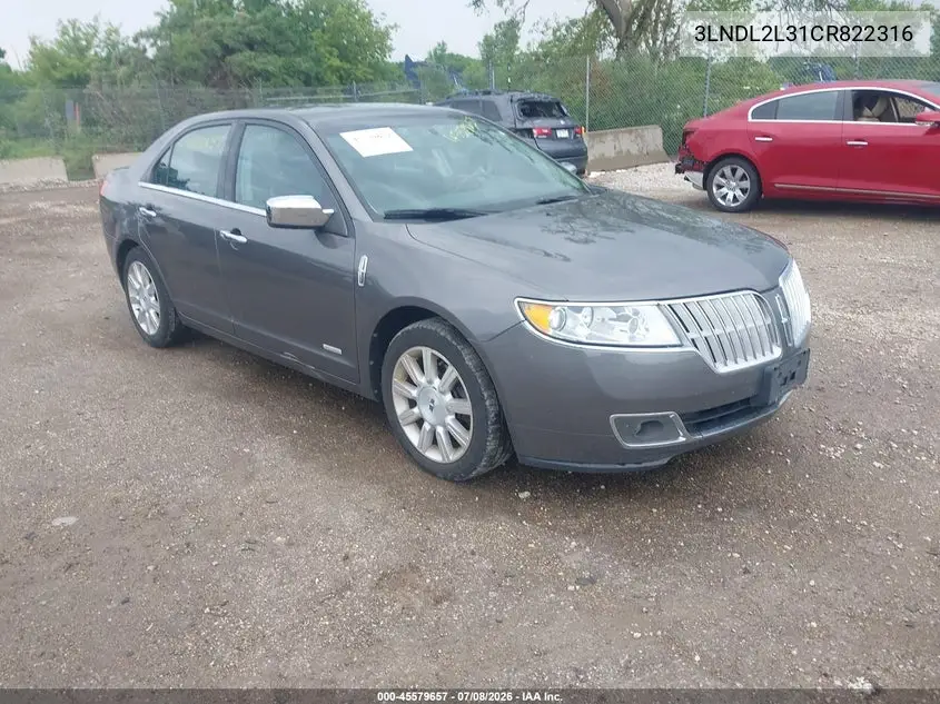 2012 Lincoln Mkz Hybrid VIN: 3LNDL2L31CR822316 Lot: 45579657