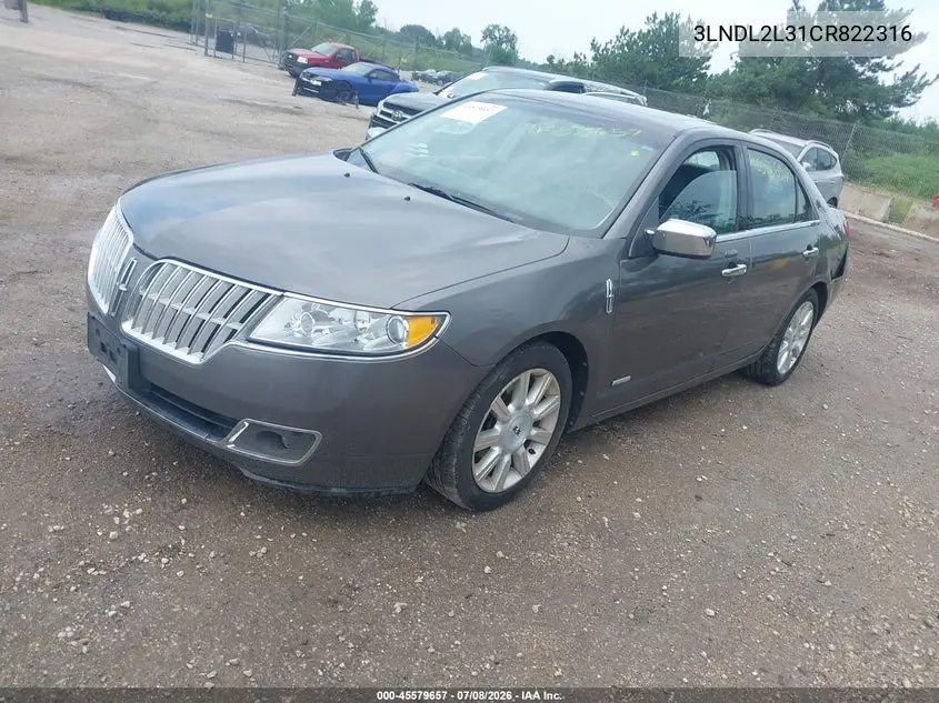 2012 Lincoln Mkz Hybrid VIN: 3LNDL2L31CR822316 Lot: 45579657