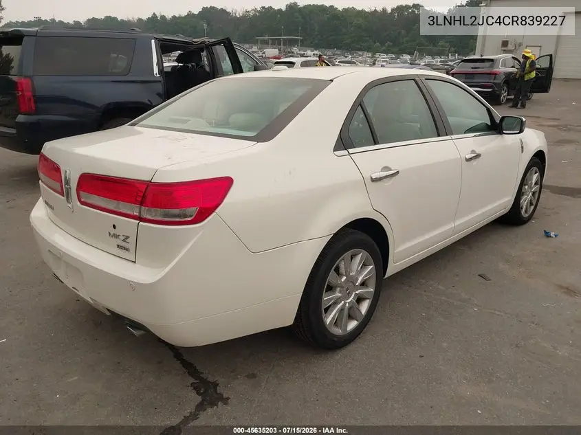 2012 Lincoln Mkz VIN: 3LNHL2JC4CR839227 Lot: 45635203