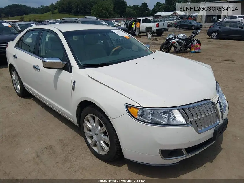 2012 Lincoln Mkz VIN: 3LNHL2GC3CR834124 Lot: 45639234