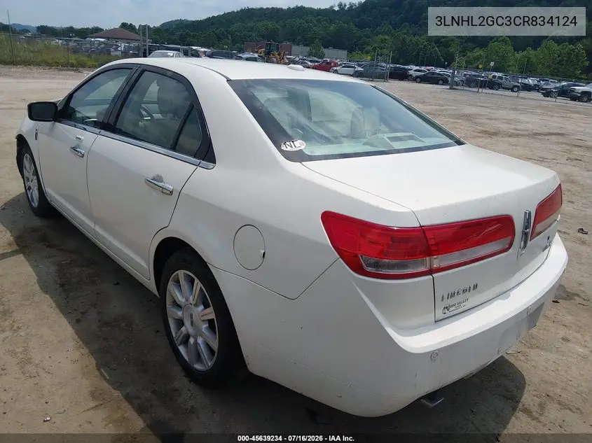 2012 Lincoln Mkz VIN: 3LNHL2GC3CR834124 Lot: 45639234