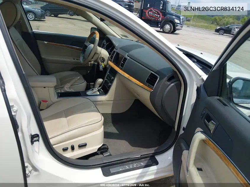 2012 Lincoln Mkz VIN: 3LNHL2GC3CR834124 Lot: 45639234