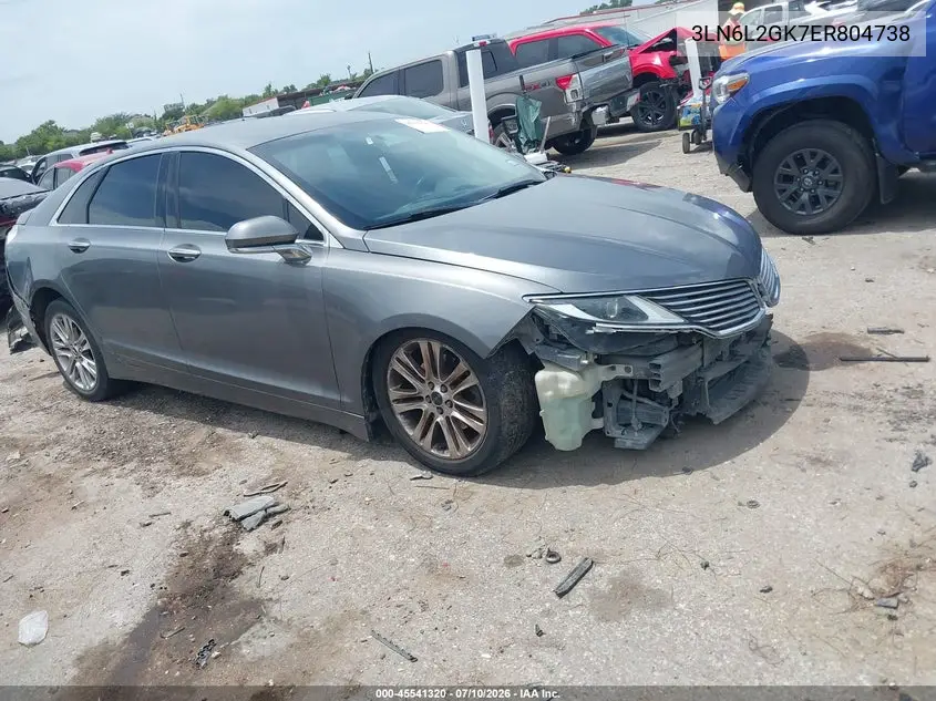 2014 Lincoln Mkz VIN: 3LN6L2GK7ER804738 Lot: 45541320