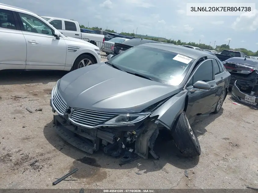 2014 Lincoln Mkz VIN: 3LN6L2GK7ER804738 Lot: 45541320
