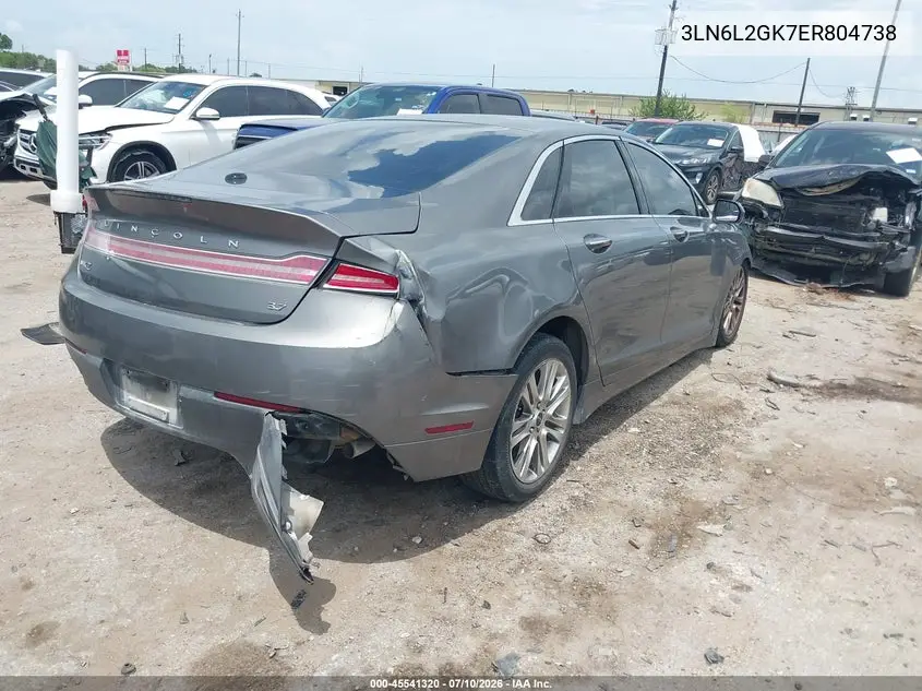 2014 Lincoln Mkz VIN: 3LN6L2GK7ER804738 Lot: 45541320