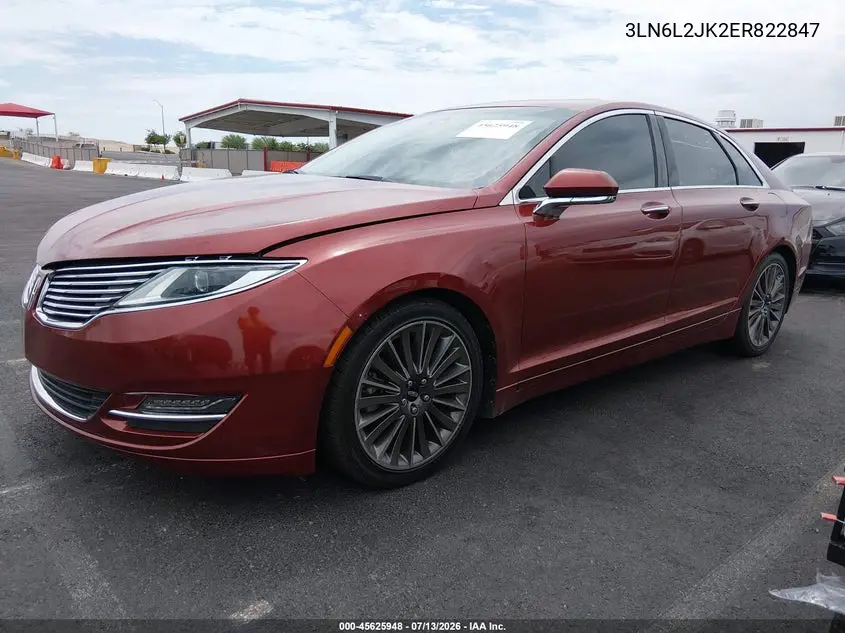 2014 Lincoln Mkz VIN: 3LN6L2JK2ER822847 Lot: 45625948