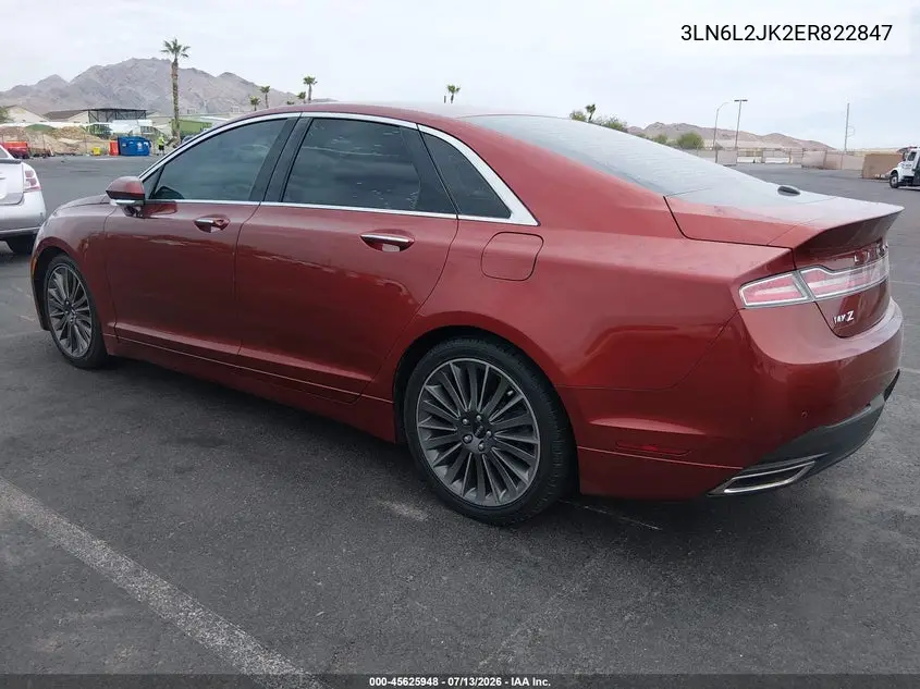 2014 Lincoln Mkz VIN: 3LN6L2JK2ER822847 Lot: 45625948