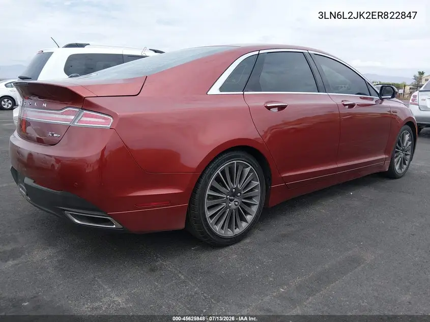 2014 Lincoln Mkz VIN: 3LN6L2JK2ER822847 Lot: 45625948