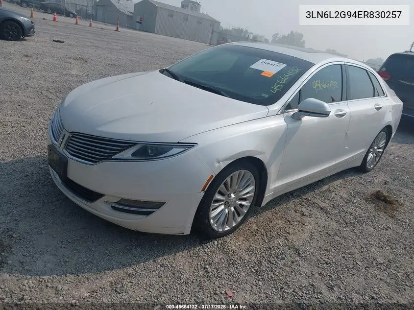 2014 Lincoln Mkz VIN: 3LN6L2G94ER830257 Lot: 45664132