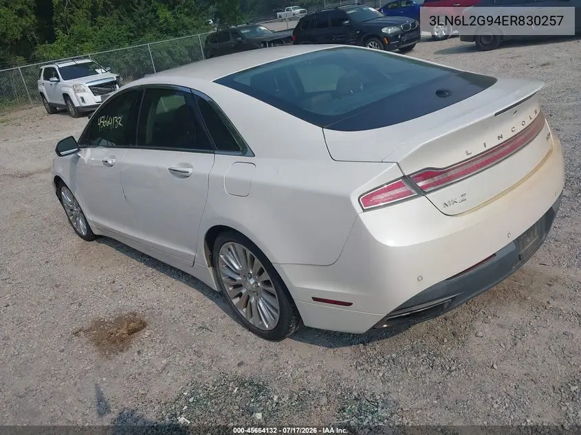2014 Lincoln Mkz VIN: 3LN6L2G94ER830257 Lot: 45664132