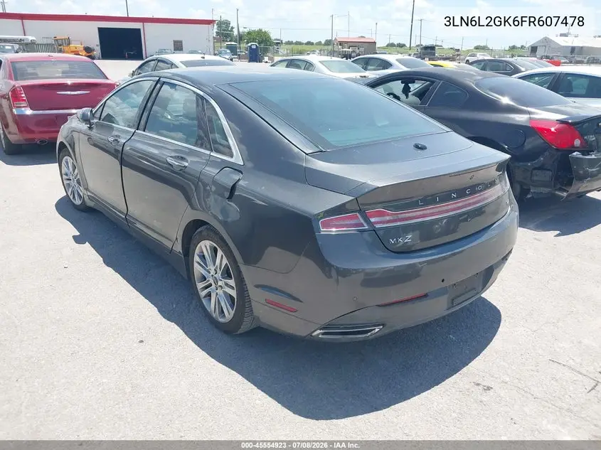 2015 Lincoln Mkz VIN: 3LN6L2GK6FR607478 Lot: 45554923