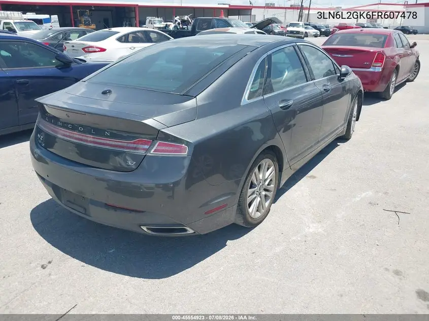 2015 Lincoln Mkz VIN: 3LN6L2GK6FR607478 Lot: 45554923