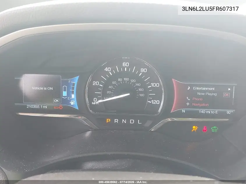 2015 Lincoln Mkz Hybrid VIN: 3LN6L2LU5FR607317 Lot: 45639562