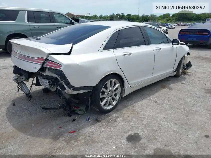 2016 Lincoln Mkz Hybrid VIN: 3LN6L2LU6GR630297 Lot: 45322326
