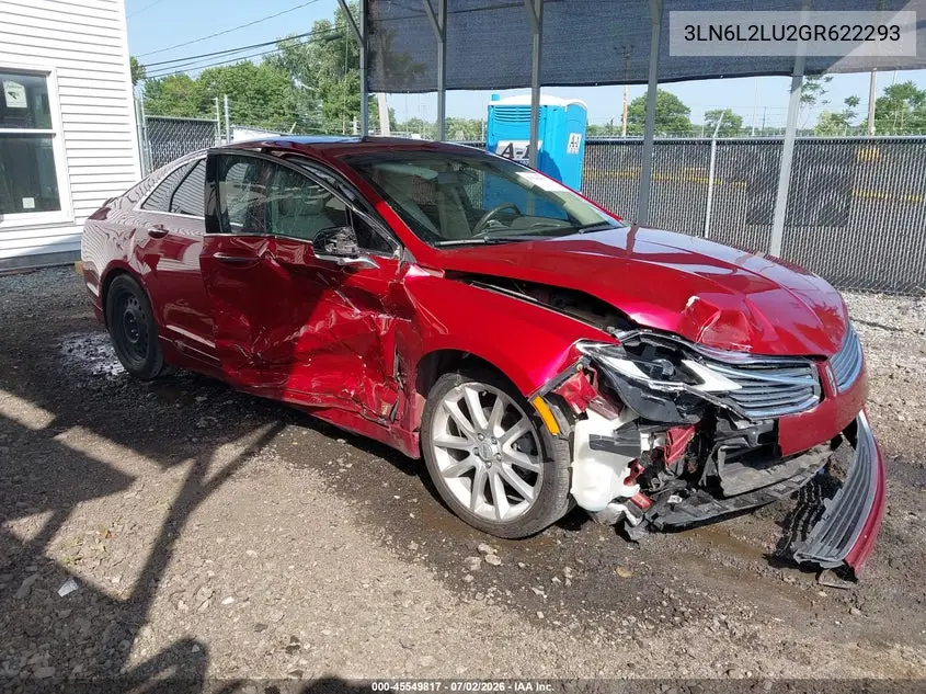 2016 Lincoln Mkz Hybrid VIN: 3LN6L2LU2GR622293 Lot: 45549817