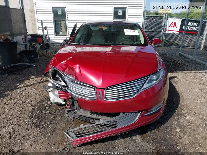 2016 Lincoln Mkz Hybrid VIN: 3LN6L2LU2GR622293 Lot: 45549817
