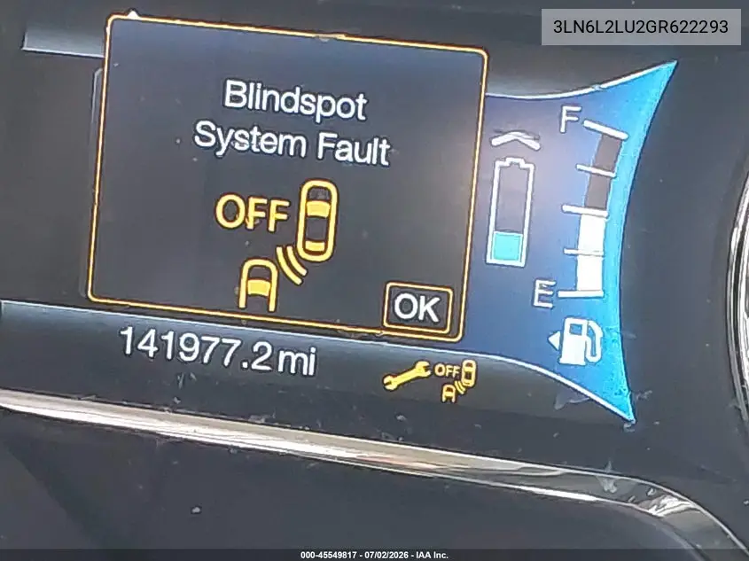2016 Lincoln Mkz Hybrid VIN: 3LN6L2LU2GR622293 Lot: 45549817