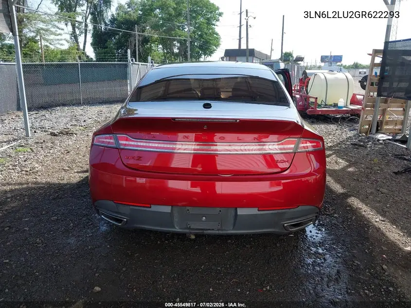 2016 Lincoln Mkz Hybrid VIN: 3LN6L2LU2GR622293 Lot: 45549817
