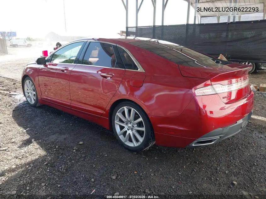 2016 Lincoln Mkz Hybrid VIN: 3LN6L2LU2GR622293 Lot: 45549817