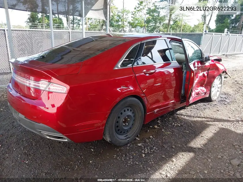 2016 Lincoln Mkz Hybrid VIN: 3LN6L2LU2GR622293 Lot: 45549817