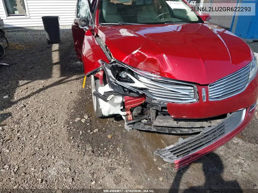 2016 Lincoln Mkz Hybrid VIN: 3LN6L2LU2GR622293 Lot: 45549817
