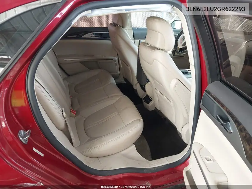 2016 Lincoln Mkz Hybrid VIN: 3LN6L2LU2GR622293 Lot: 45549817