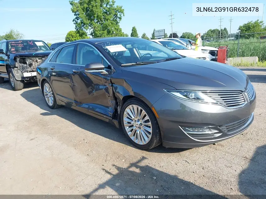 2016 Lincoln Mkz VIN: 3LN6L2G91GR632478 Lot: 45572871
